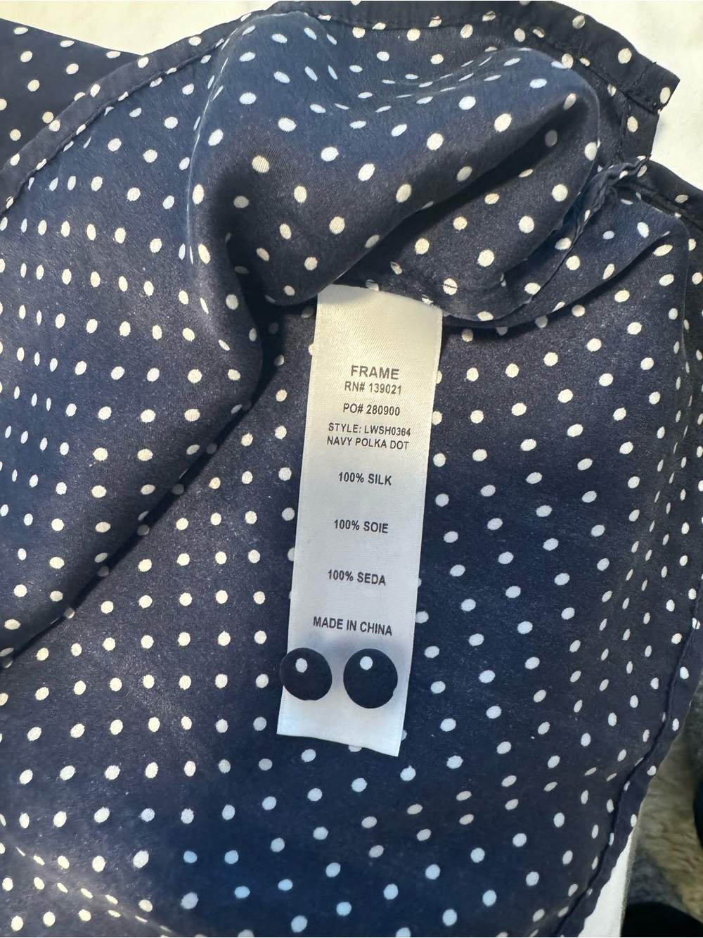 FRAME Black Polka Dot Button-Up Blouse - Picture 4 of 4